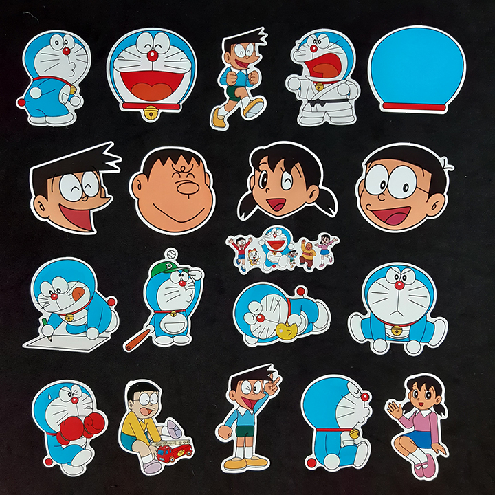 Bộ Sticker dán cao cấp chủ đề DORAEMON VÀ NHỮNG NGƯỜI BẠN - Dùng dán Xe, dán mũ bảo hiểm, dán Laptop