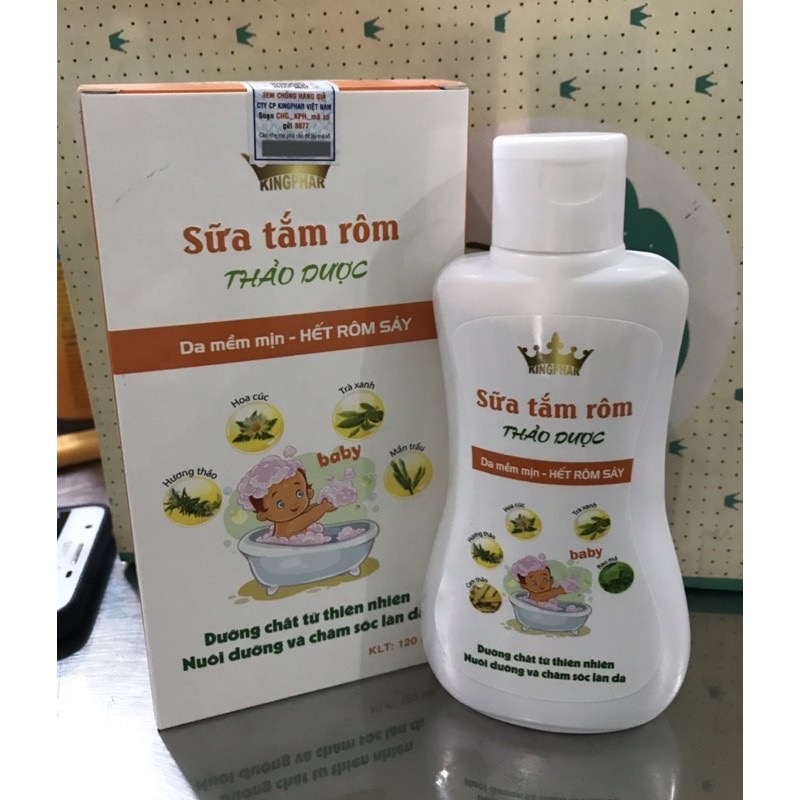 Sữa tắm rôm Thảo dược Kingphar , chai 120ml