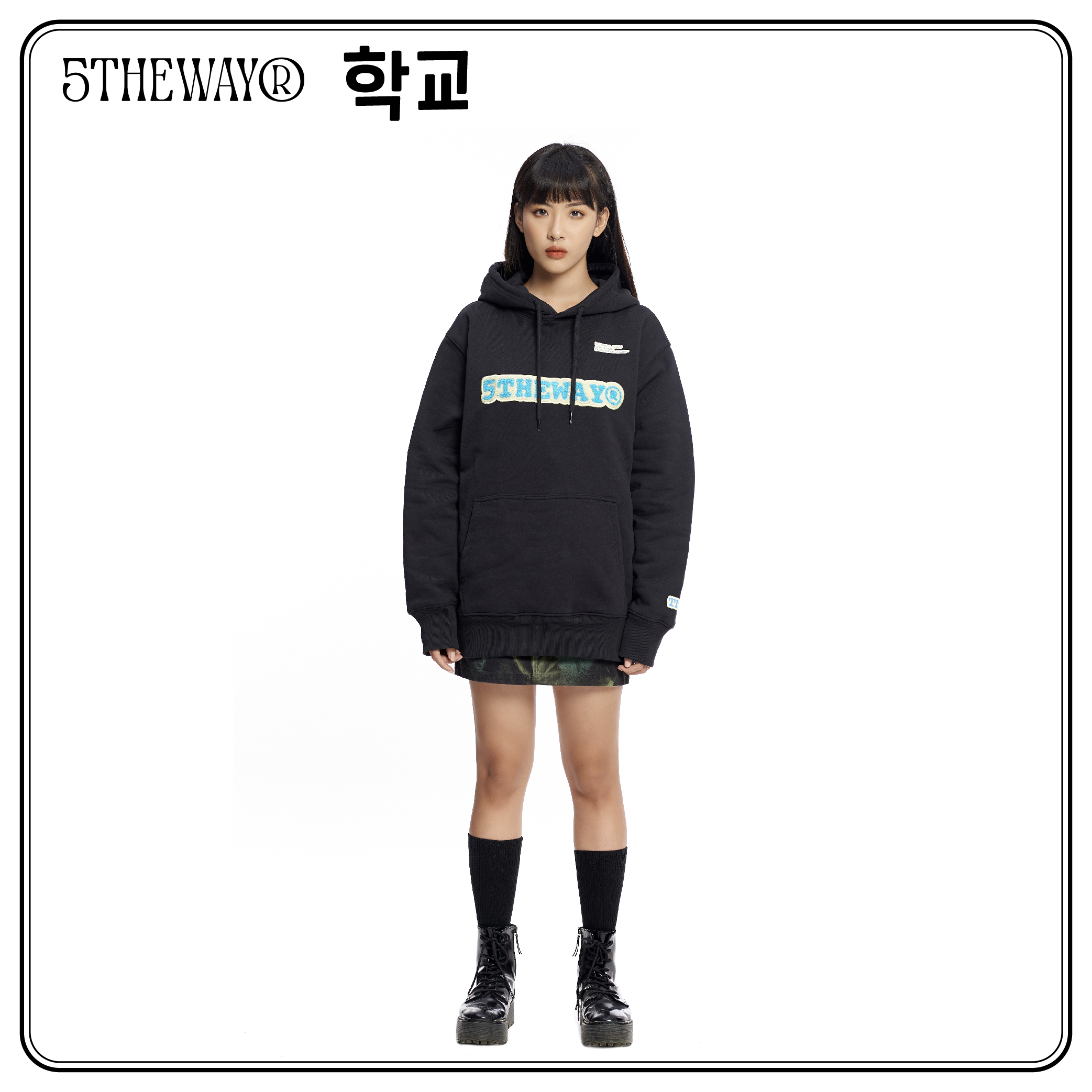 Áo Khoác Hoodie 5THEWAY Màu Đen aka /sketch/ Embroider Traditional Fit Hoodie in BLACK
