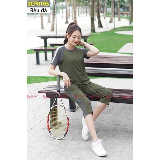 mã 2CF01 - Bộ thể thao nữ cotton lửNg phối tay CARDINA