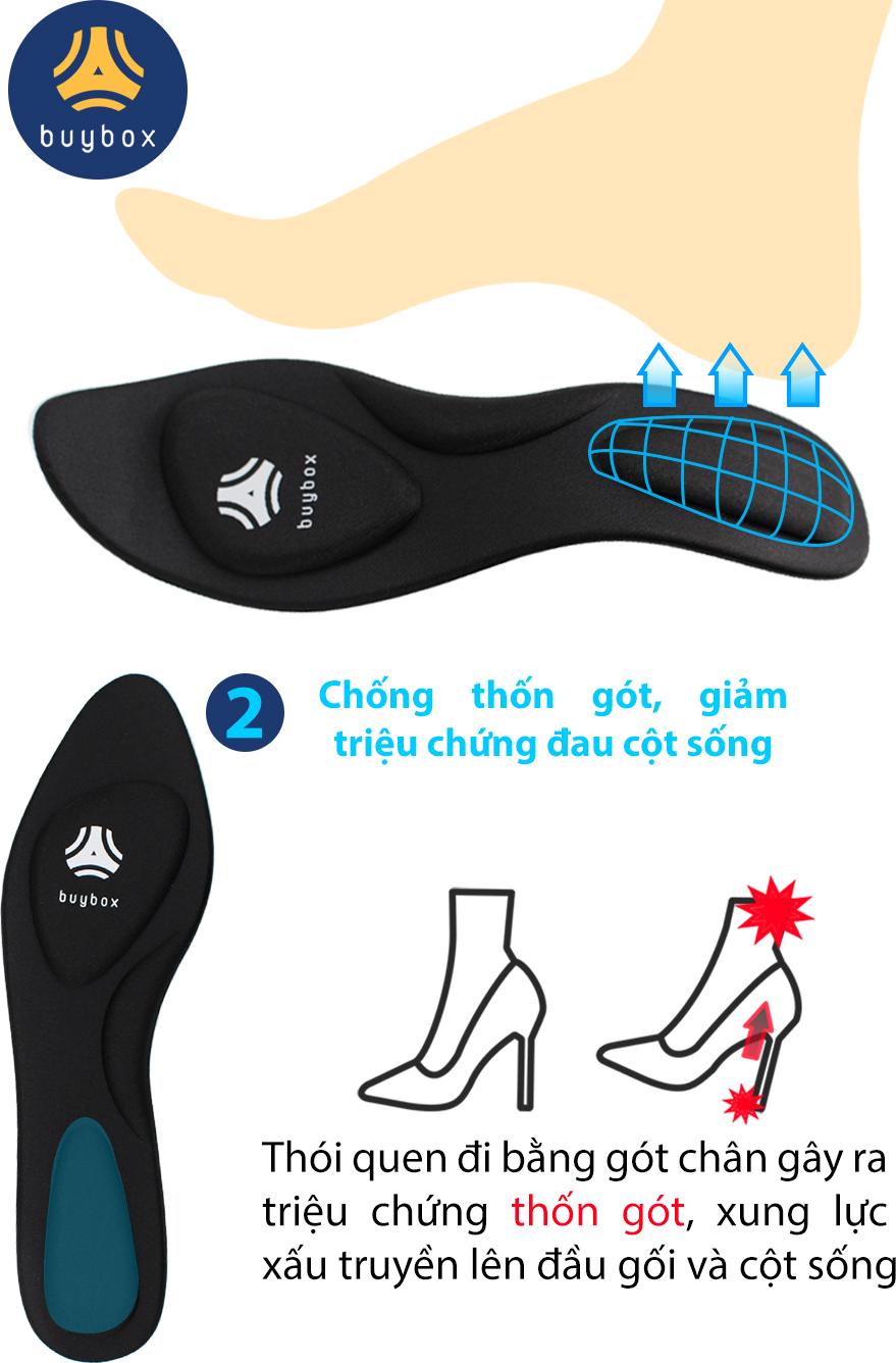 Lót giày cao gót mũi nhọn 4D có gờ chống sốc giảm mỏi gang bàn chân - buybox - BBPK65