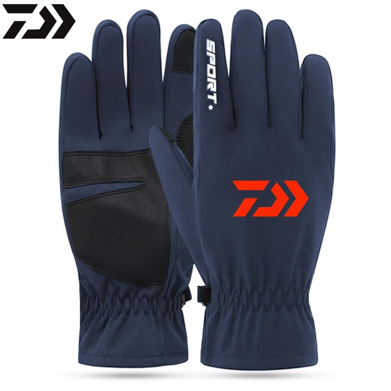 2021 Daiwa Câu Cá Găng Tay Mùa Đông Plus Nhung Chống Thấm Nước Chống Gió Thể Thao Ngoài Trời Full Ngón Tay Ấm Áp Chống Trơn Trượt Găng Tay Câu Cá