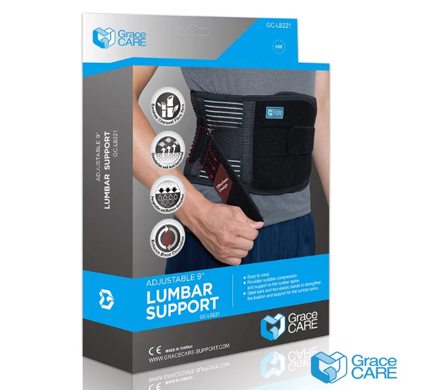 Đai hỗ trợ bảo vệ lưng cột sống Grace Care LB221 (bản cao ~23cm) thành phần có sợi than tre cao cấp
