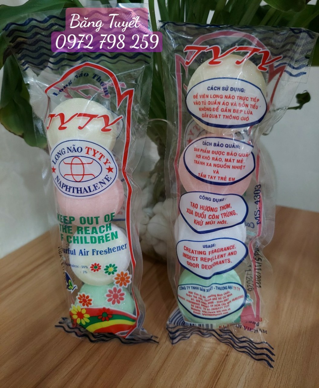 Long não thơm TYTY gói 4 viên100g,băng phiến thơm khử mùi, đuổi côn Trùng, chống ẩm mốc