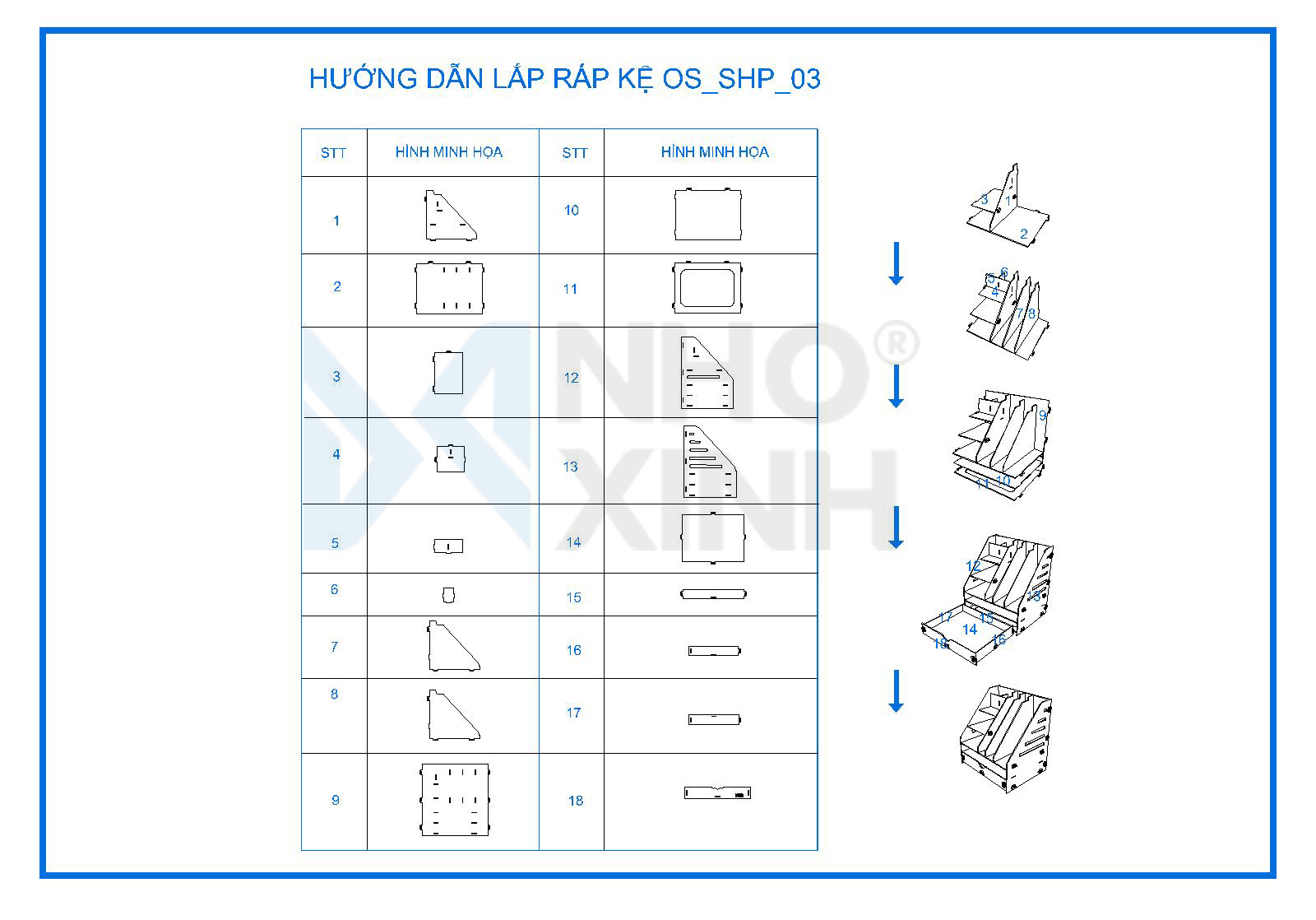 Kệ hồ sơ để bàn lắp ráp, Nhãn hiệu Nho Xinh, xuất xứ Việt Nam, sắp xếp bàn làm việc gọn gàng, thích hợp làm quà tặng ý nghĩa cho bạn bè, người thân - Kệ hồ sơ số 3 - OS_SHP_03