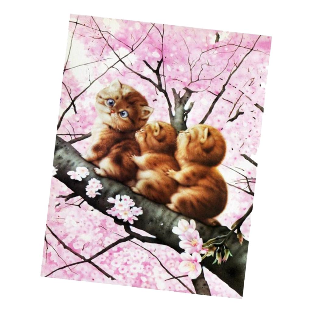 DIY 5D Diamond Painting Embroidery Kit Cute Three Cat Home Crafts Decor Gift