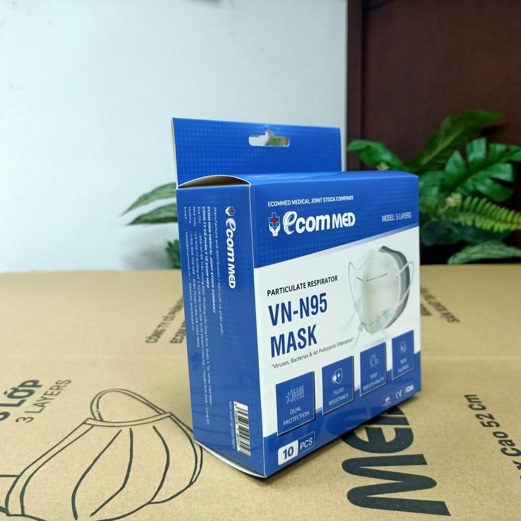 Combo 6 Hộp Khẩu Trang N95 EcomMed - Tặng thêm 2 hộp 10 cái - Đạt chuẩn FDA