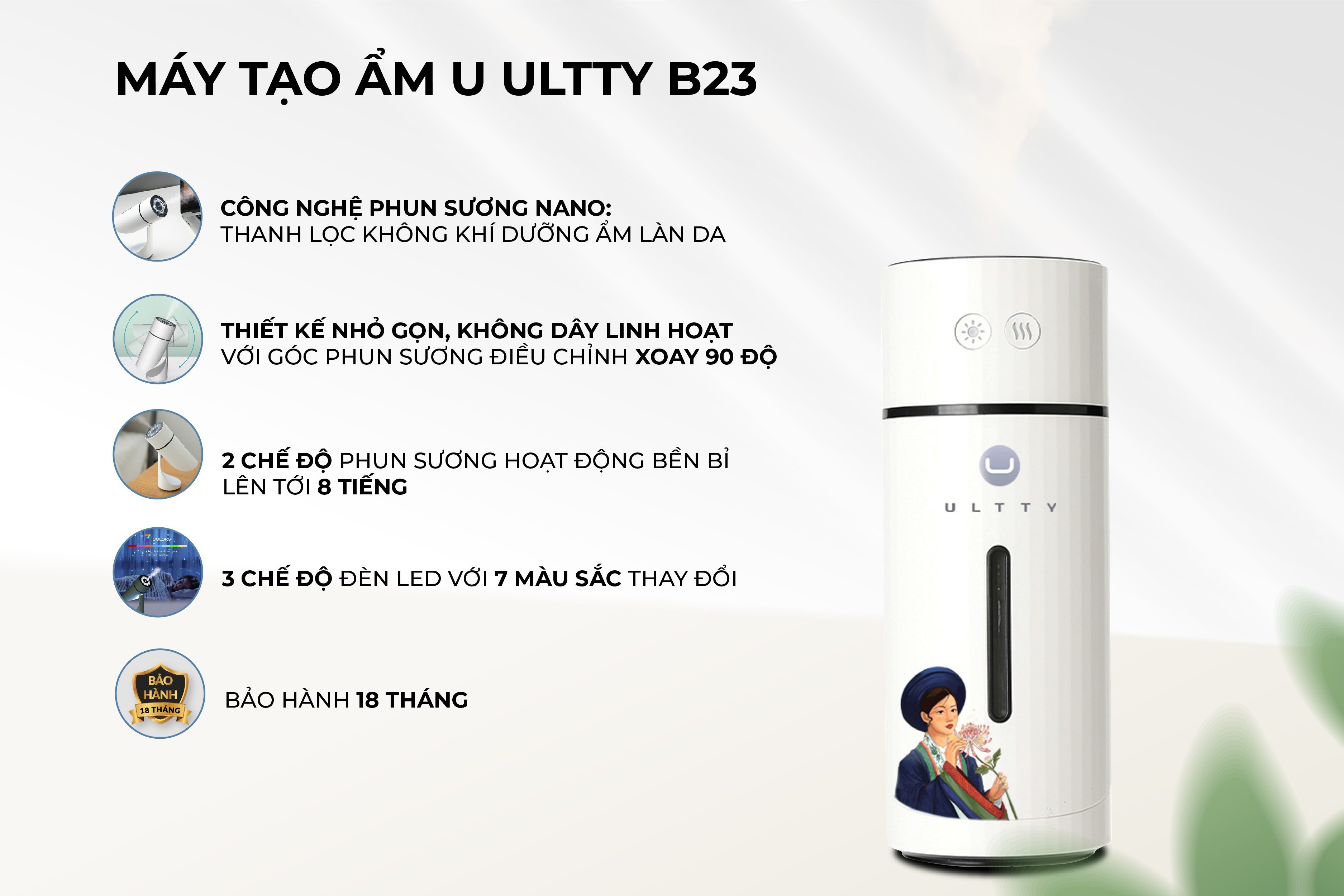 Máy phun sương tạo ẩm U ULTTY B23 - Hàng chính hãng