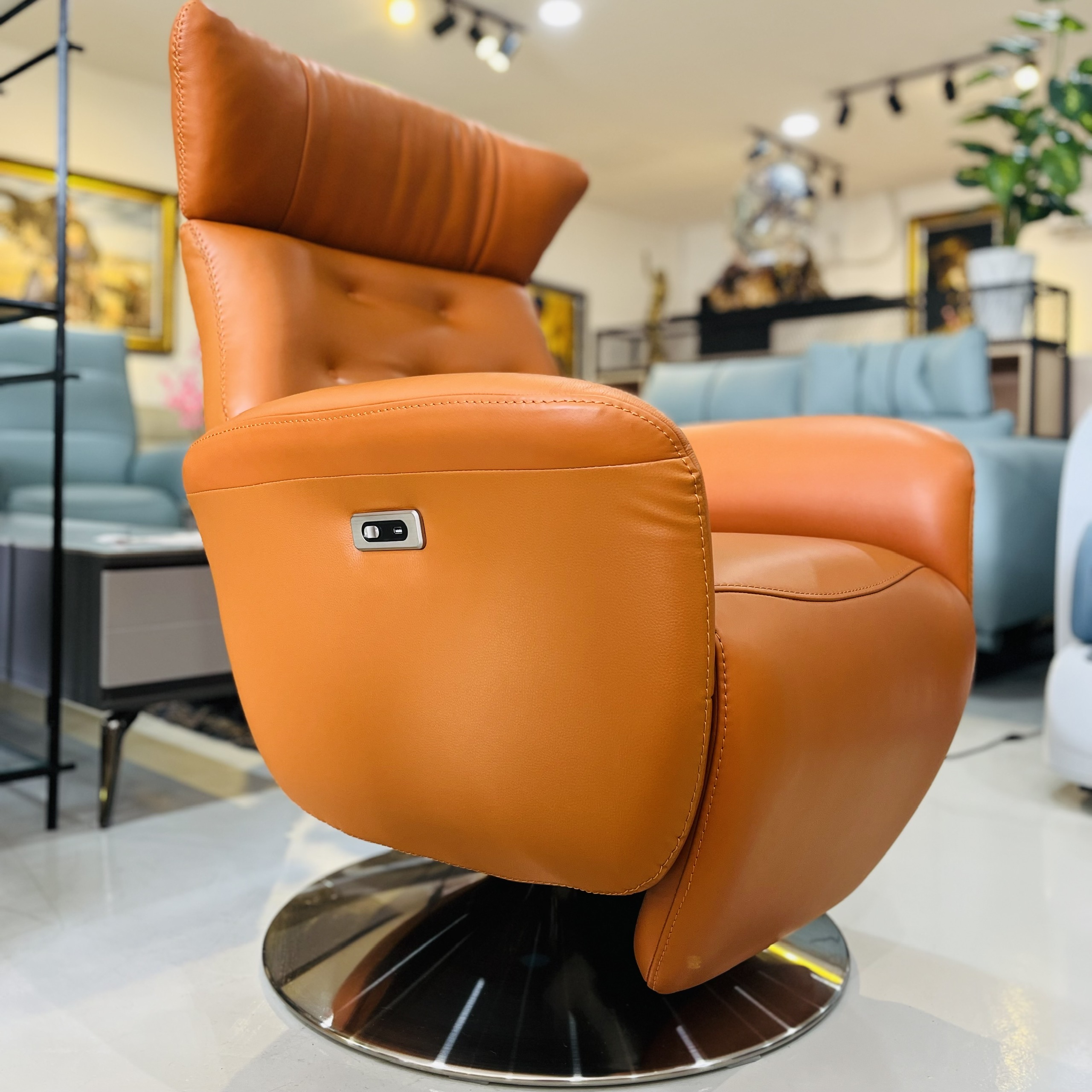 Ghế Sofa Đơn Da Bò Thư Giãn Chỉnh Điện 89 BN45 - Orange Alila