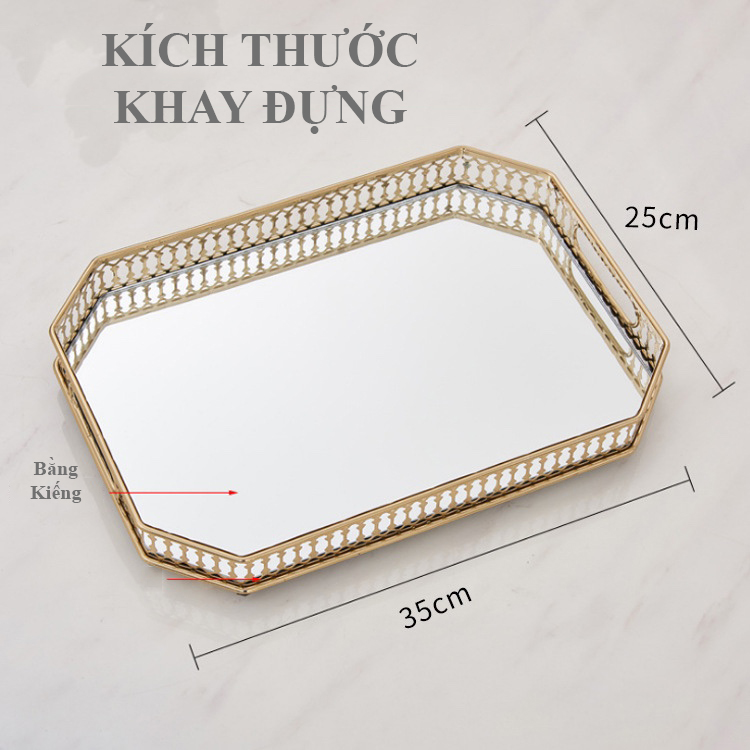 Khay Đựng Ly, Khay Đựng Mỹ Phẩm Sắp Xếp Đồ Trang Điểm Trang Trí Hình Vuông