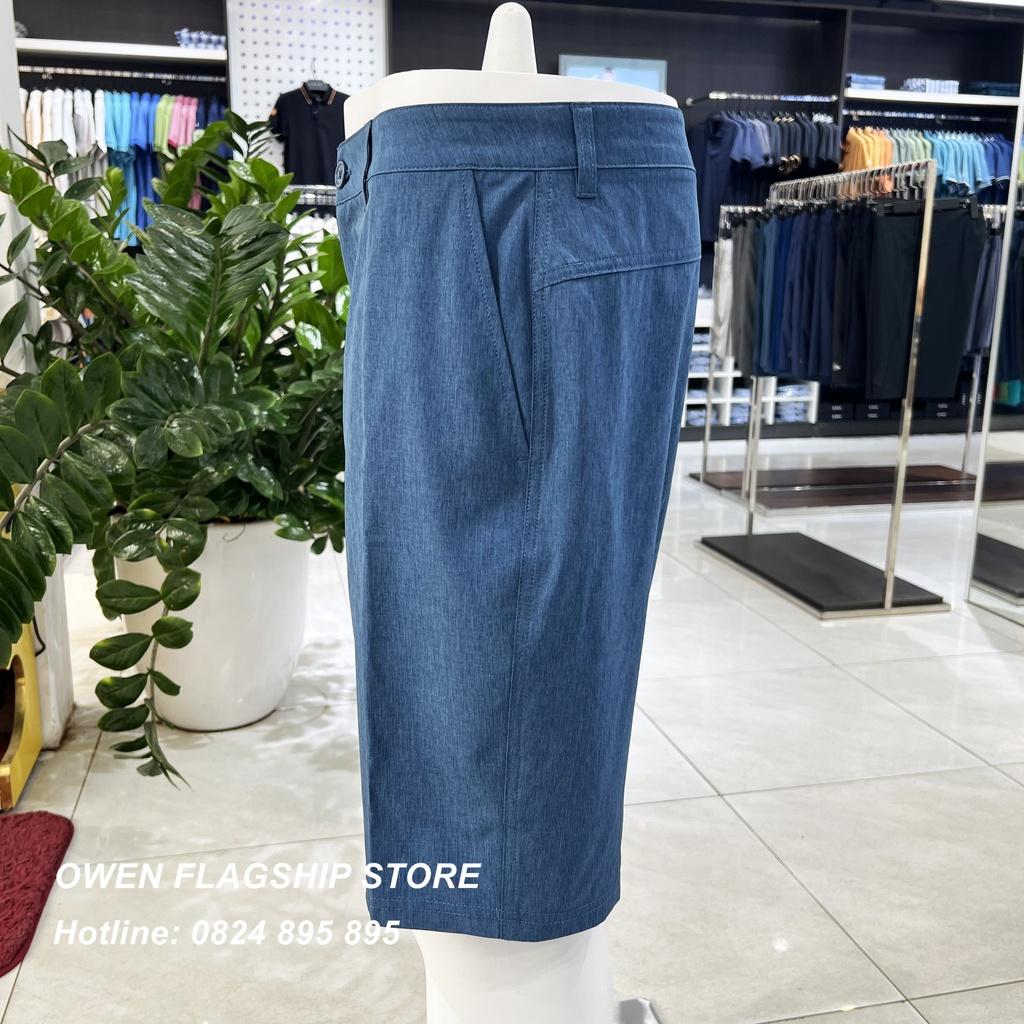 Quần short nam owen màu xanh melange đậm SS231421