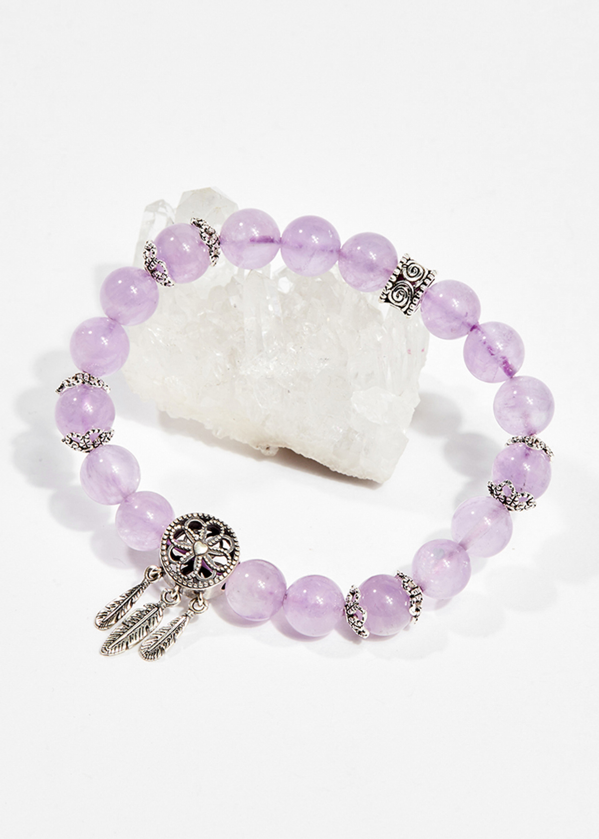 Vòng tay phong thủy đá thạch anh tím phối charm 8mm mệnh hỏa , thổ - Ngọc Quý Gemstones