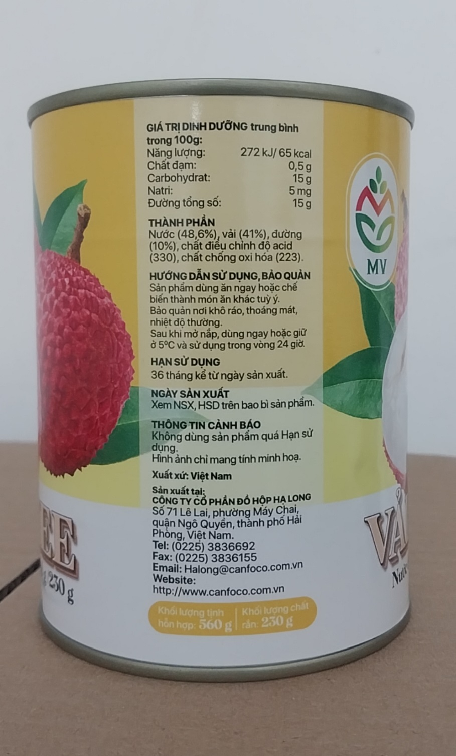 VẢI NGÂM NƯỚC ĐƯỜNG 560GR (Vải MV vàng)