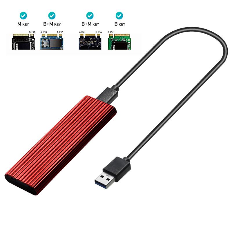 Trường hợp M2 SSD NVME bao vây M.2 sang bộ chuyển đổi USB SSD cho NVME PCIE NGFF M.2 SATA SSD M/B M Key 2230/2242/2260/2280 M2 Giao thức kép