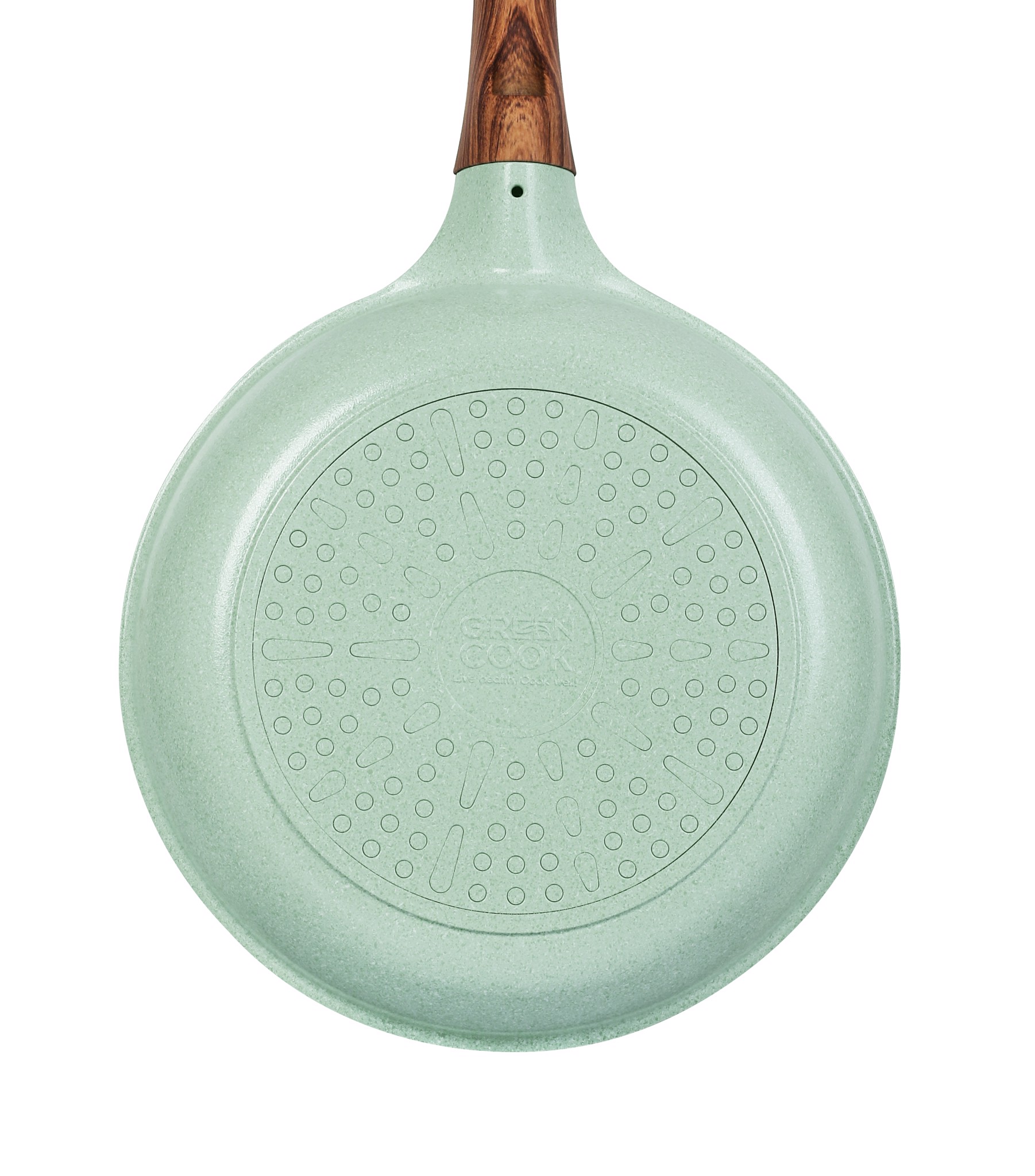 Chảo Green Cook GCP06-24IH Cao Cấp - Chảo đúc chống dính 24cm sâu 6.2cm đáy từ 7 lớp men đá xanh ngọc sâu lòng dùng cho mọi loại bếp