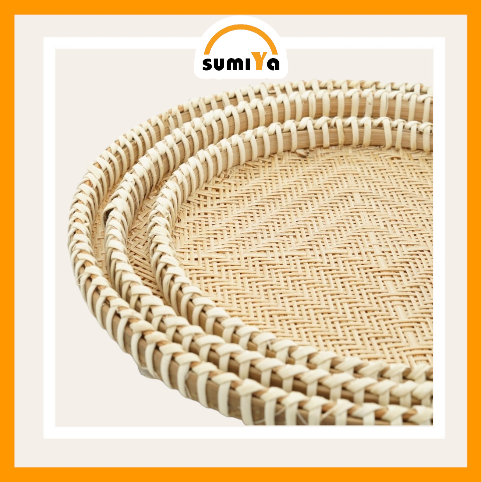 Mẹt tre viền mây đan thưa cao cấp hình tròn, nguyên liệu tự nhiên thân thiện với môi trường, dùng trang trí, để thức ăn