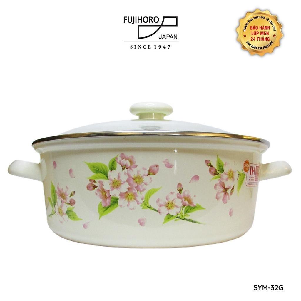 Nồi Fujihoro tráng men SYM-32G (nắp thủy tinh) 4L (đào hồng) - Phân phối bởi CTCP ABMA VN Showroom 52 Hoàng Diệu, Q4