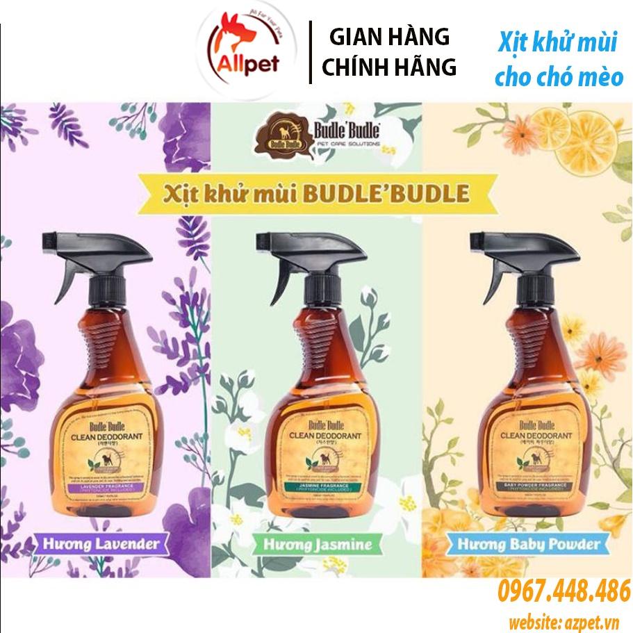 Xịt Khử Mùi Dưỡng Lông Cho Chó Mèo Budle'Budle. Nước hoa khử mùi cho chó. Nước hoa cho mèo. Chai 530ml.