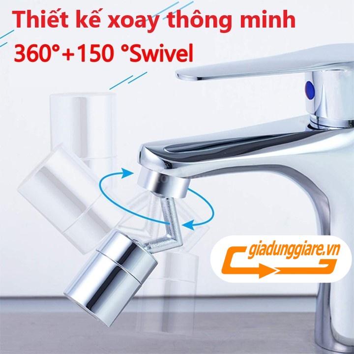 (Mẫu mới) ĐẦU NỐI INOX TĂNG ÁP VÒI NƯỚC (Xoay 720 độ) lắp được đa số vòi chậu rửa chén bát lavabo với 2 chế độ nước chảy