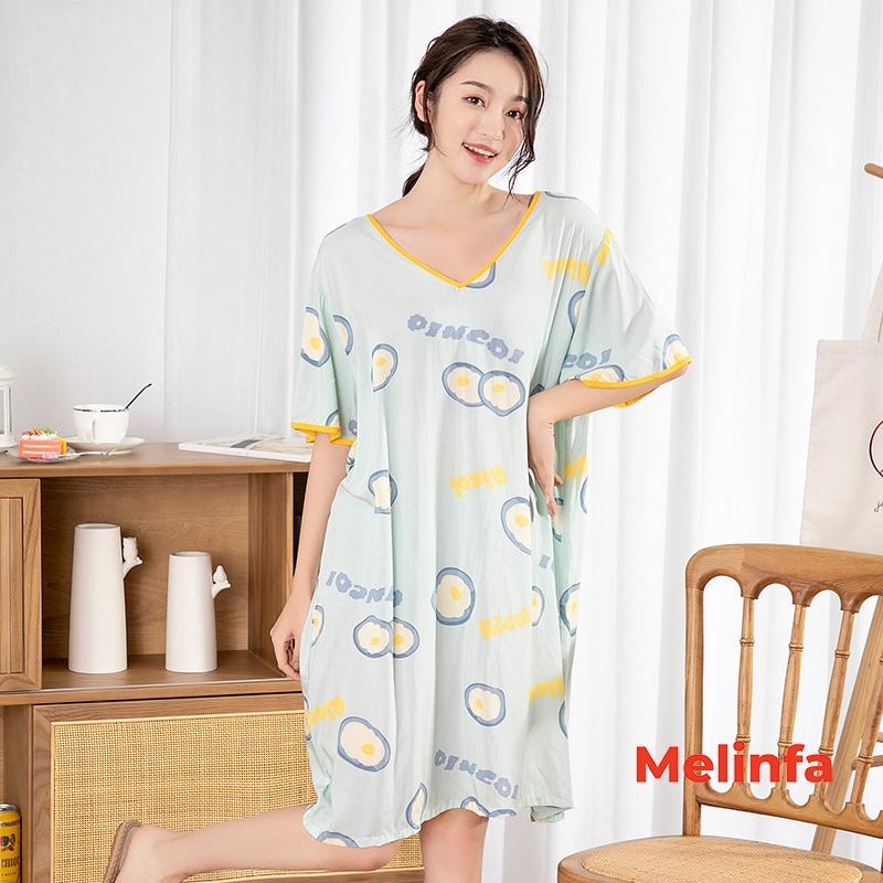 Váy ngủ ngắn tay, đầm mặc nhà cổ V gợi cảm freesize vải lanh cotton lụa tự nhiên thoáng mát nhiều màu mã VAV0270