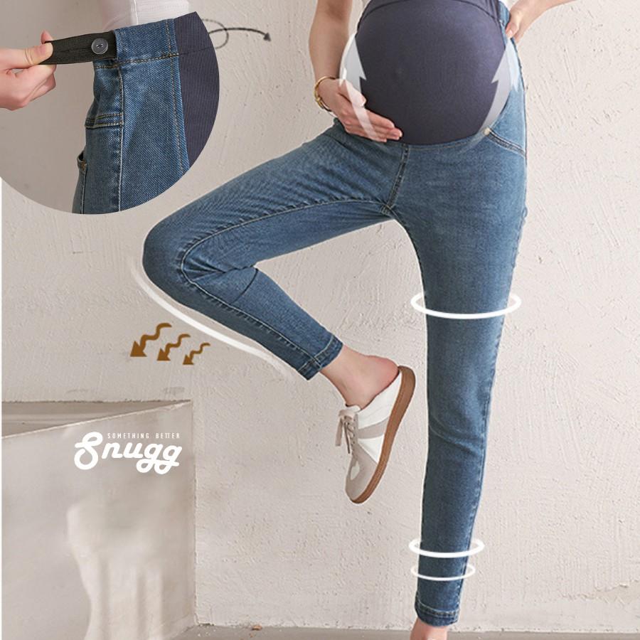 Quần bầu skinny jeans xanh mềm mỏng, quần bầu hè thoải mái 2021