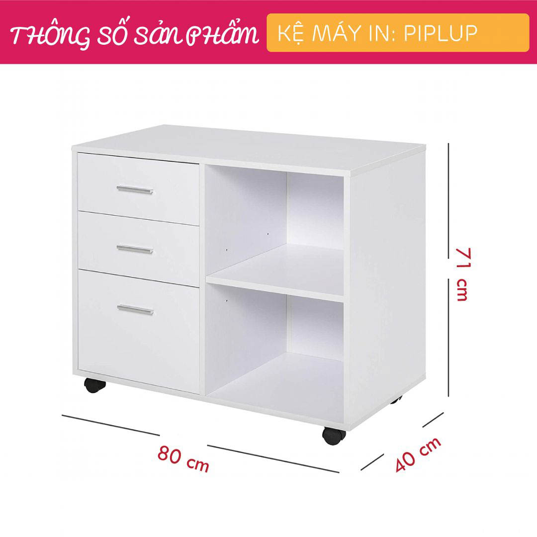 Kệ để máy in gỗ hiện đại SMLIFE Piplup | Gỗ MDF dày 17mm chống ẩm | D80xR40xC71cm