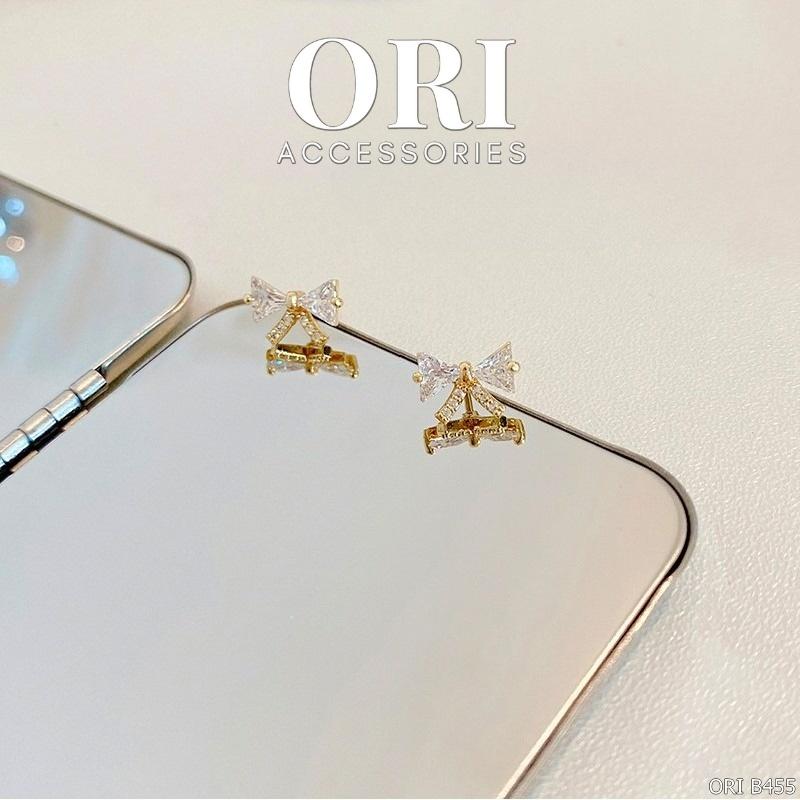 Bông tai nữ hình nơ pha lê Winifred xinh xắn đáng yêu ORI ACCESSORIES B455