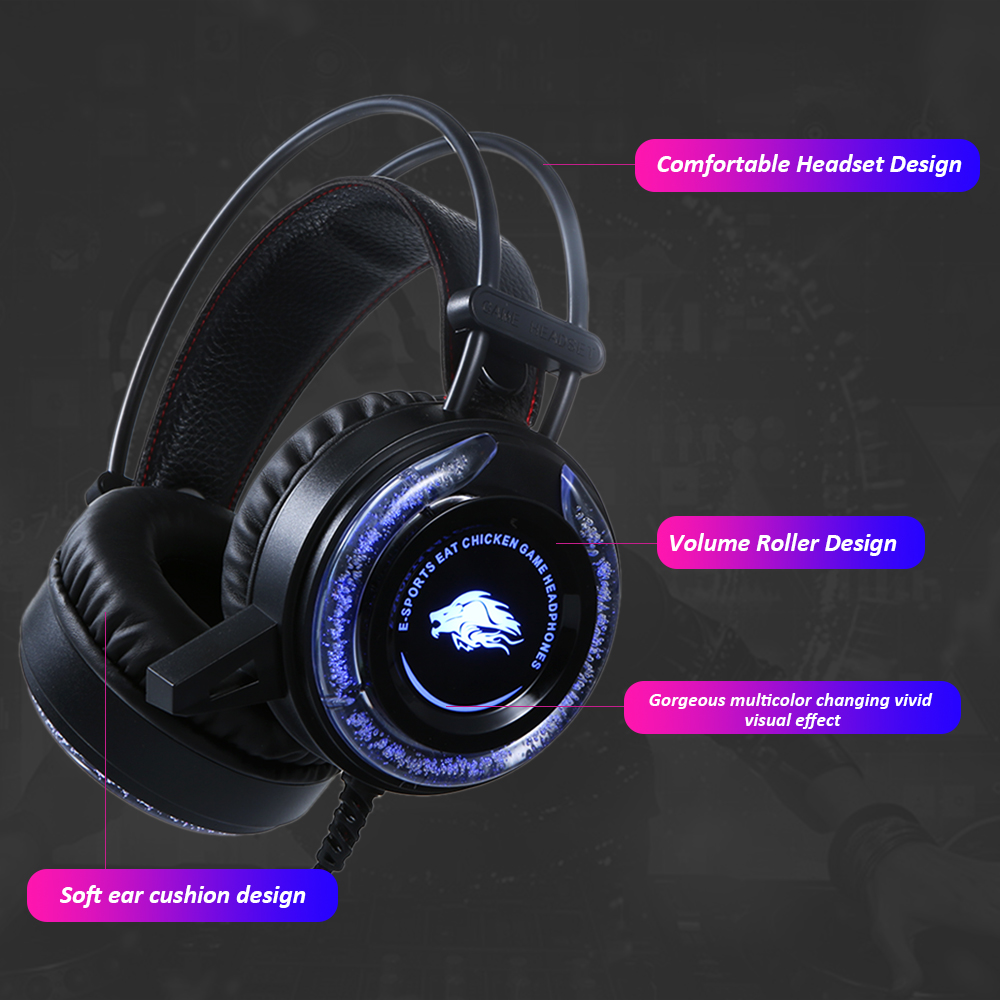 Tai Nghe Chơi Game Có Dây Giảm Tiếng Ồn Có Đèn Chiếu Sáng Thiết Kế 2 * Cổng 3,5mm