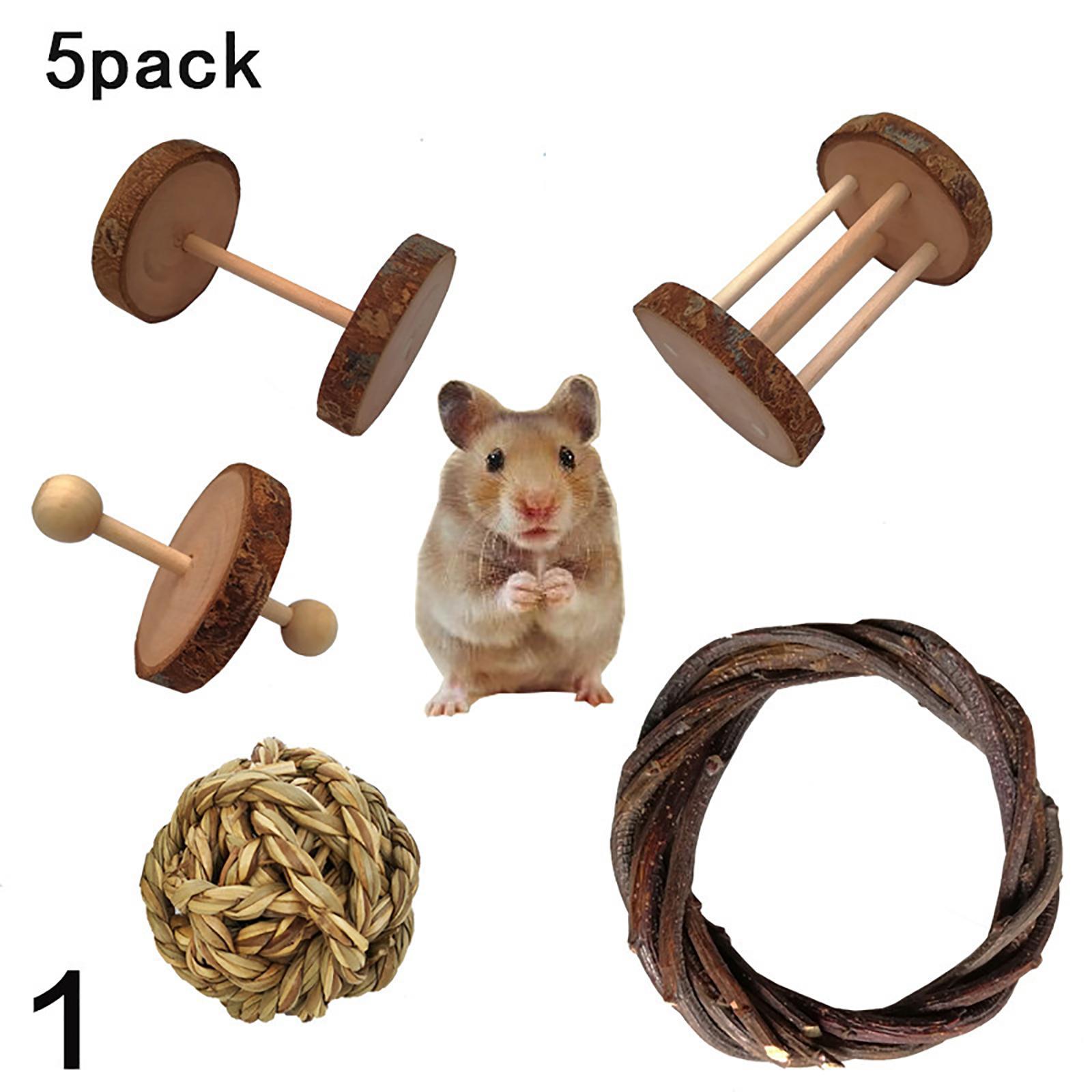 Wooden Hamster Toys Set,Guinea Pig Toys Natural Wood Rabbit Rat Bunny Chinchillas Dwarf Hamsters Chew Toys Treats,Exercise Accessories