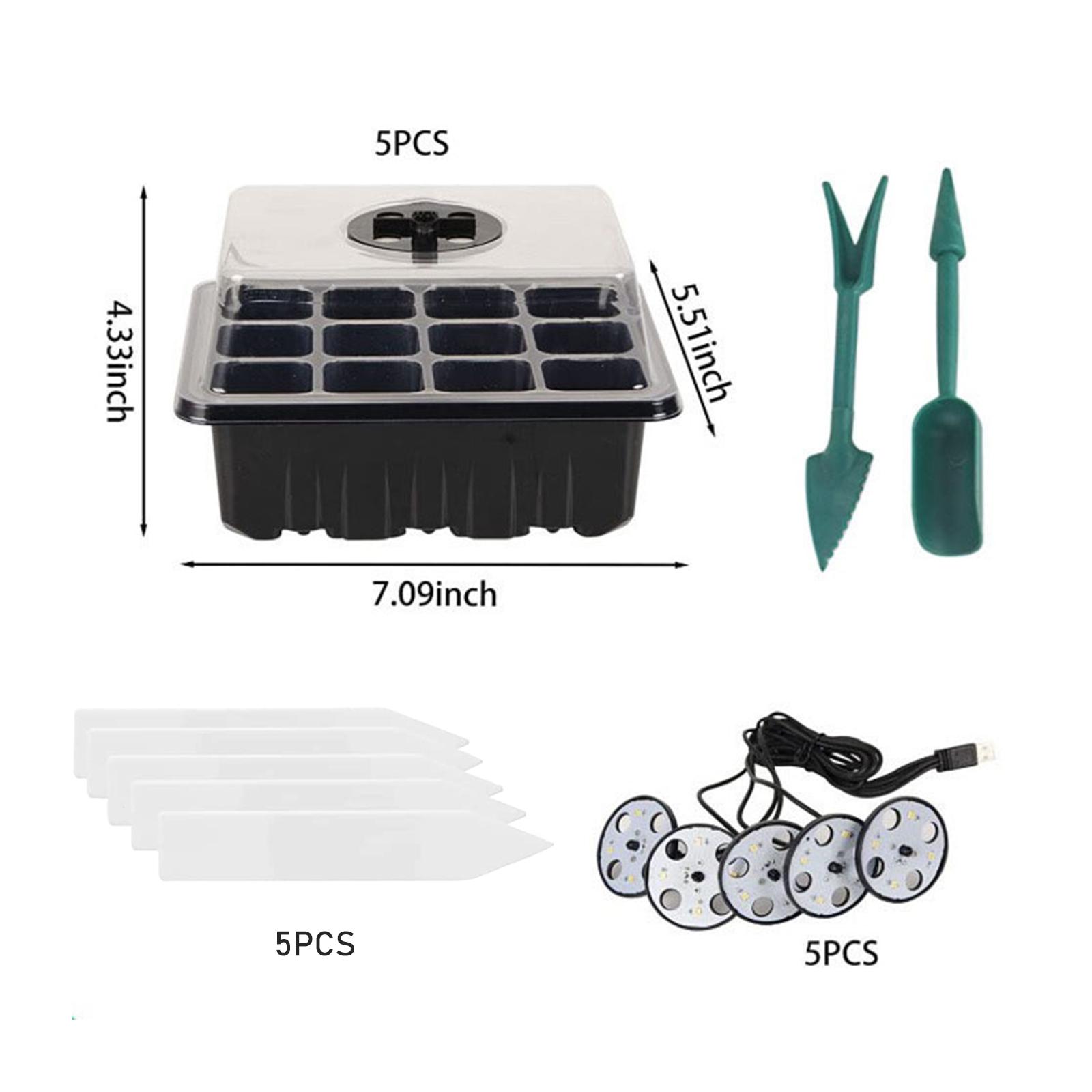 Set 5 Khay Trồng Cây Kèm Đèn Và Công Cụ Nhân Giống