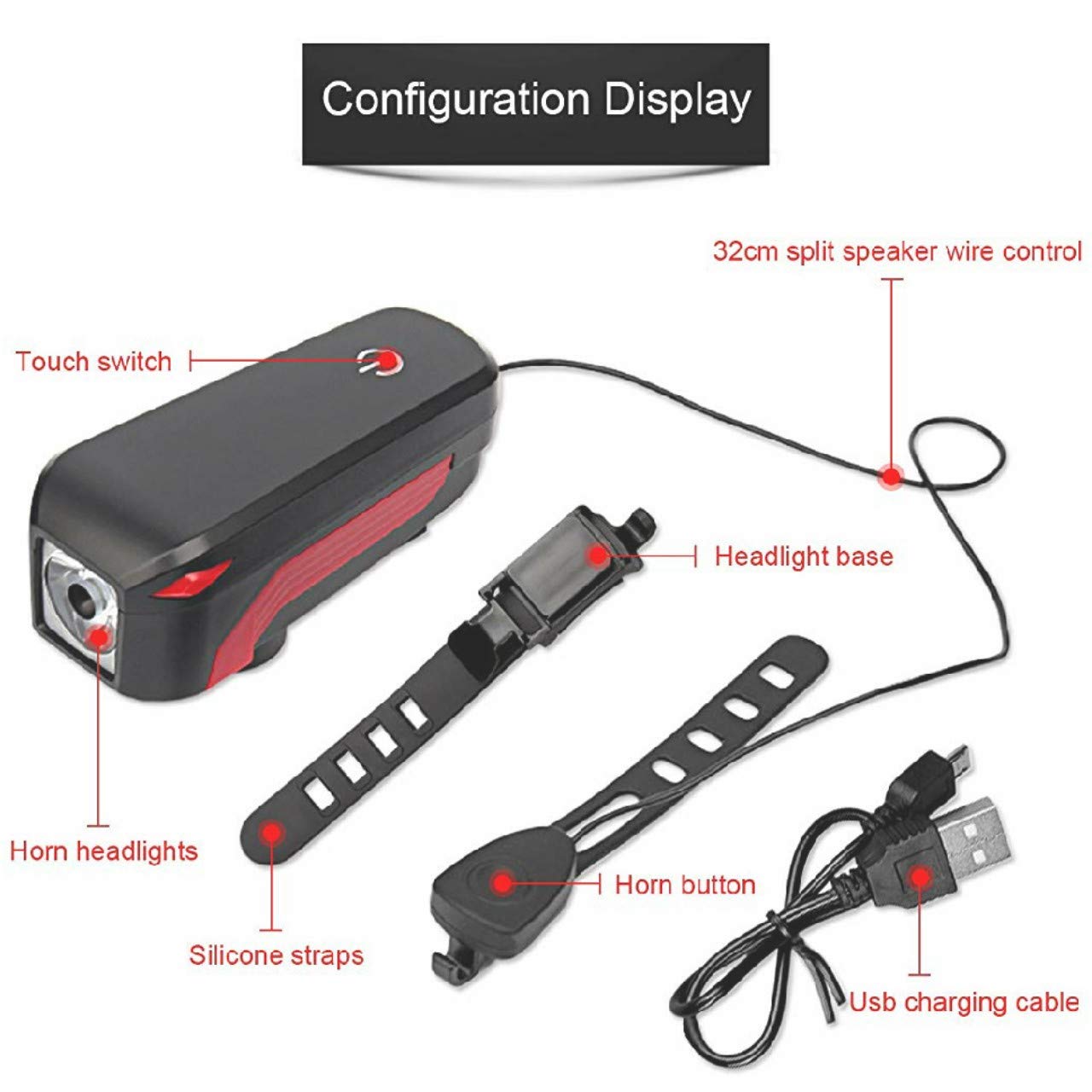 Đèn xe đạp tích hợp còi báo động nhiều chế độ sáng, chống nước IPX5 Bicycle Light LED Front Light