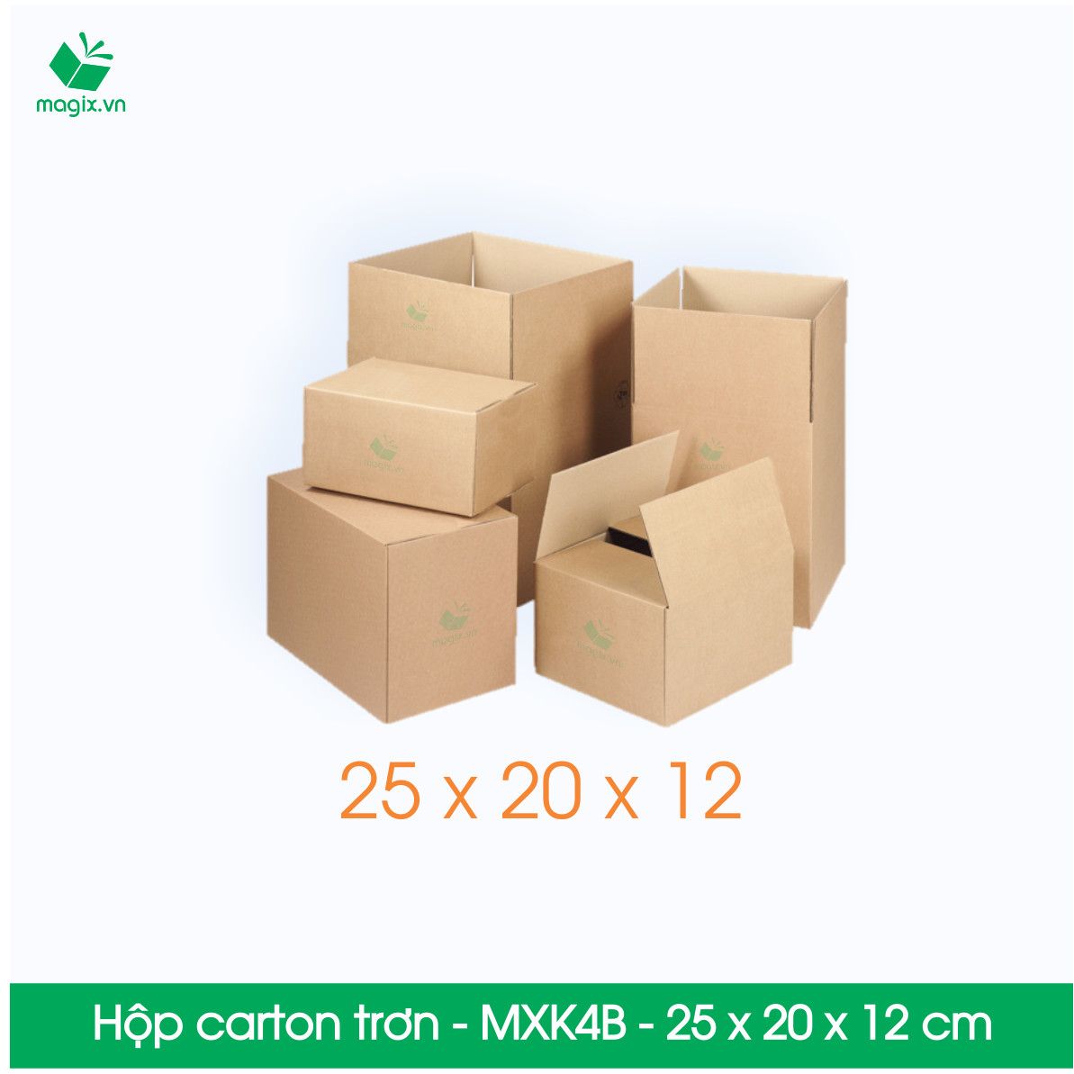 MXK4B - 25x20x12 cm - 20 Thùng hộp carton trơn đóng hàng