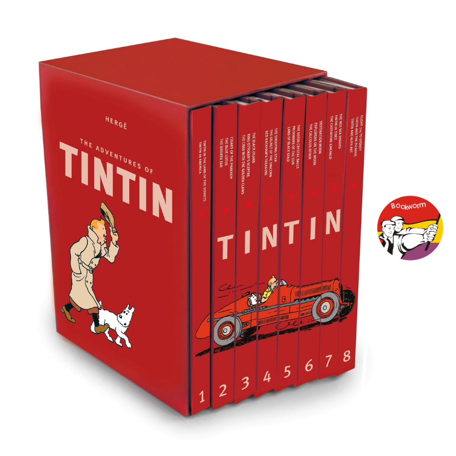 Sách - The Adventures of Tintin: 8 Hardcover Volumes by Hergé | Hộp 8 cuốn / Bìa cứng / Ngoại văn