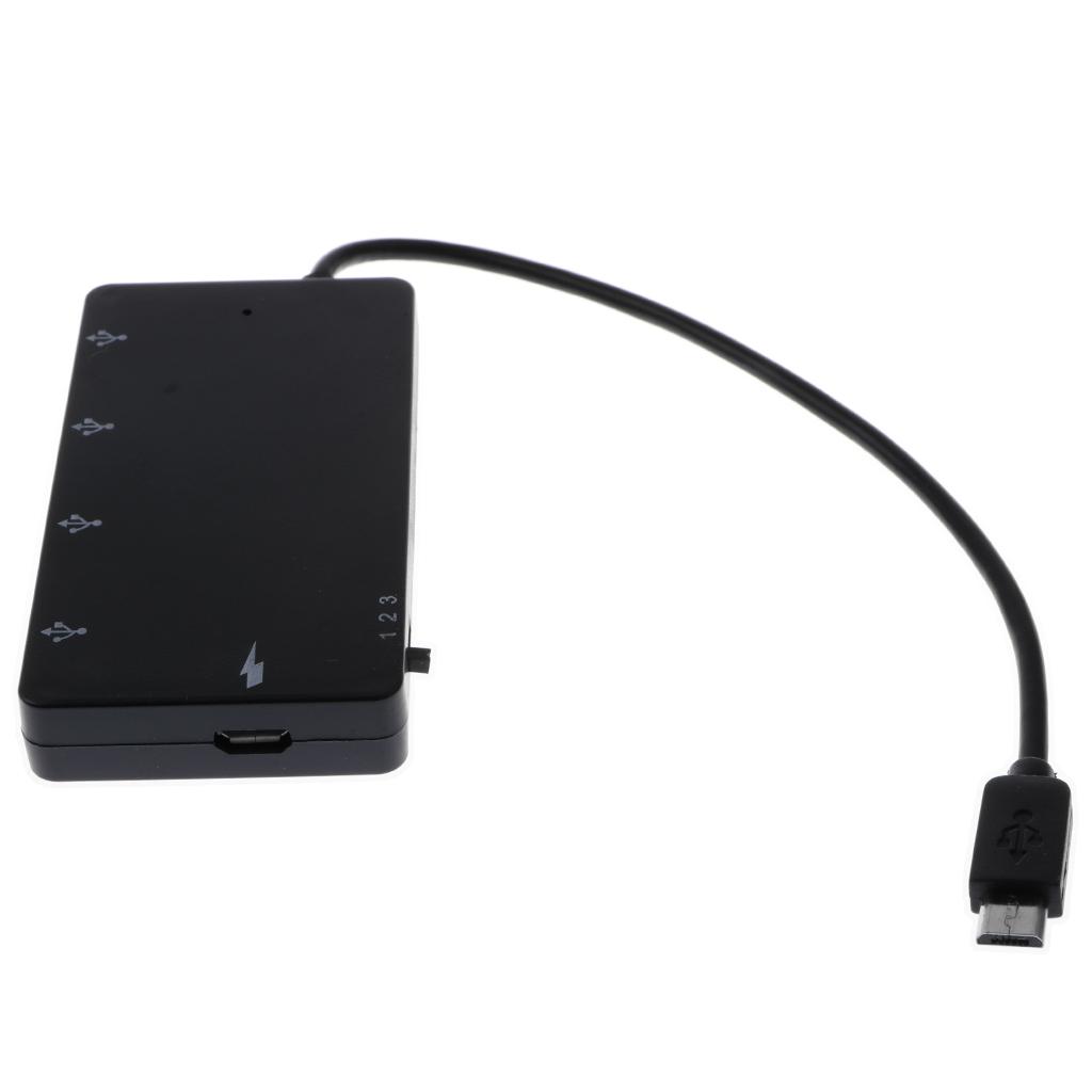 Micro USB OTG Hub, Micro USB Male to Female Micro USB + 4 Ports USB Power Charging Cable with USB A Male to Micro USB Female Adapter