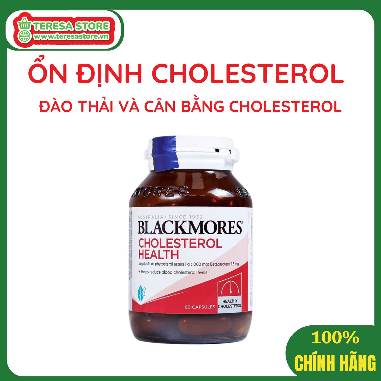 Viên Uống Hạ Mỡ Máu Hỗ Trợ Cân Bằng Cholesterol  Blackmores Cholesterol Health Hộp 60 viên