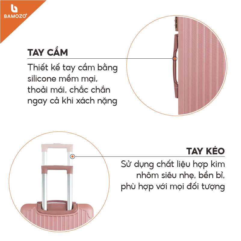 Vali du lịch BAMOZO cao cấp 8801 vali kéo nhựa được bảo hành 5 năm