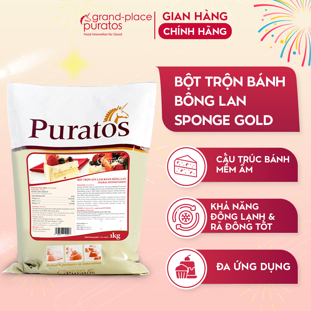 Bột Trộn Sẵn Làm Bánh Bông Lan Tegral Sponge Gold Puratos Grand-Place VN-1 Kg-4116116