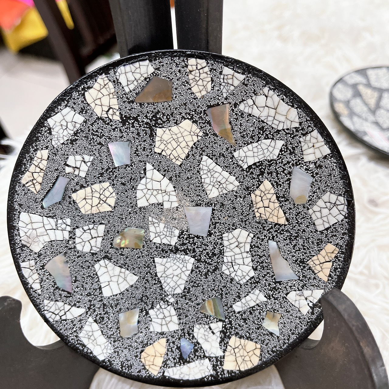 Dĩa Sơn Mài Trang Trí Lưu Niệm cẩn trứng, vỏ ốc cao cấp size 12cm
