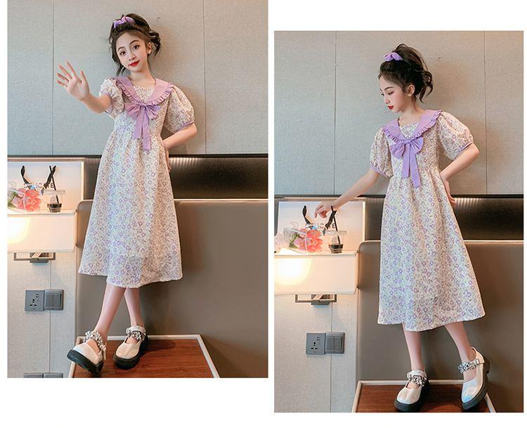 DONGSHOP HOT đầm trẻ em mùa hè cô gái phong cách bowknot váy 2023 váy công chúa vừa bé đầm hoa đầm