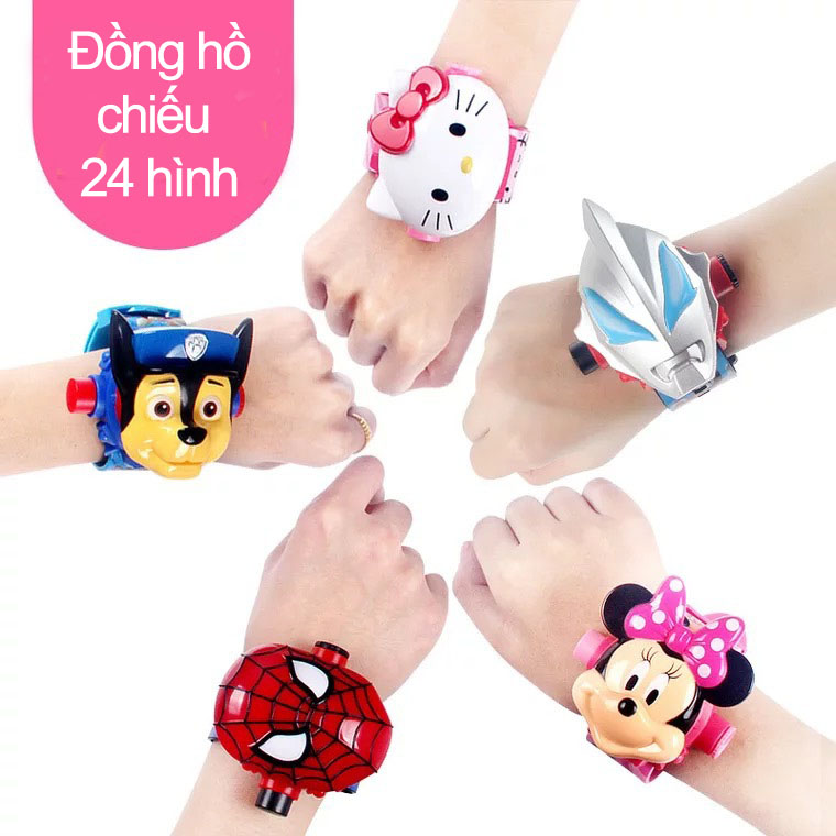 Đồng hồ điện tử chiếu 24 hình 3D chó cứu hộ Paw Patrol