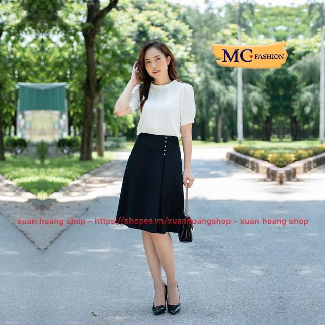 Chân Váy Chữ A Công Sở Nữ, Lưng Cao, Dáng Xòe Mc Fashion, Chất Co Giãn, Đủ Size, Màu Đen Cv0471