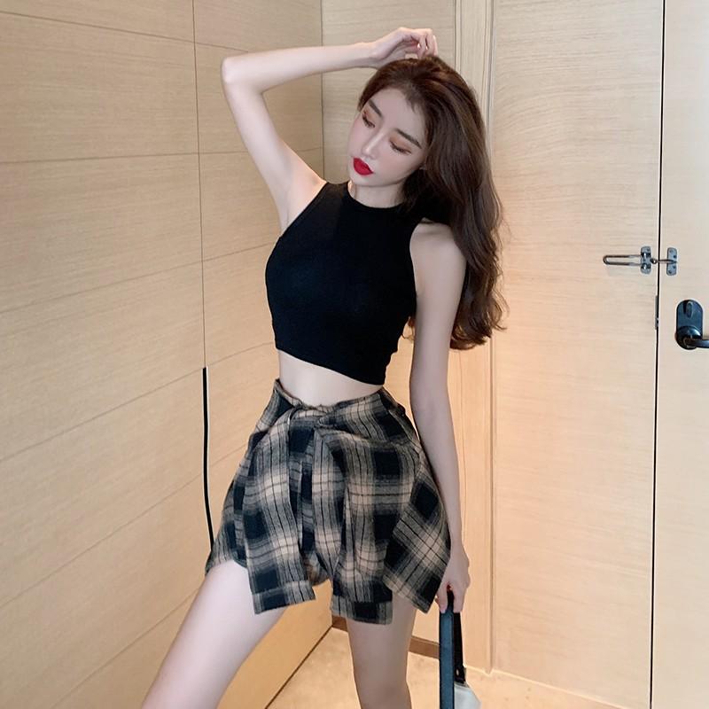  Áo  crop-top   ba lỗ trơn chất thun co dãn CRA035