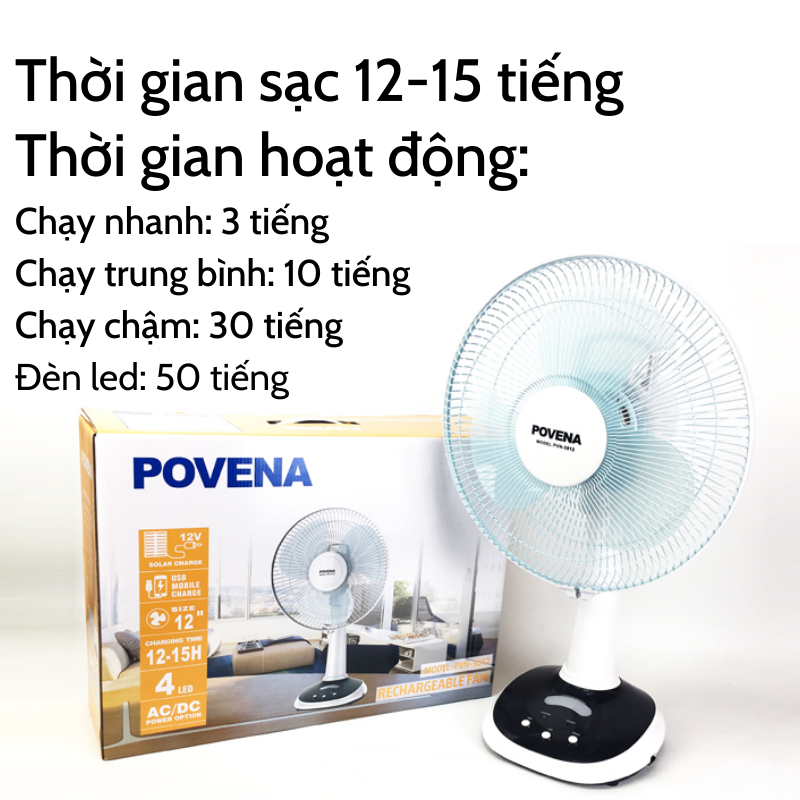 Quạt sạc điện Povena PVN-5612