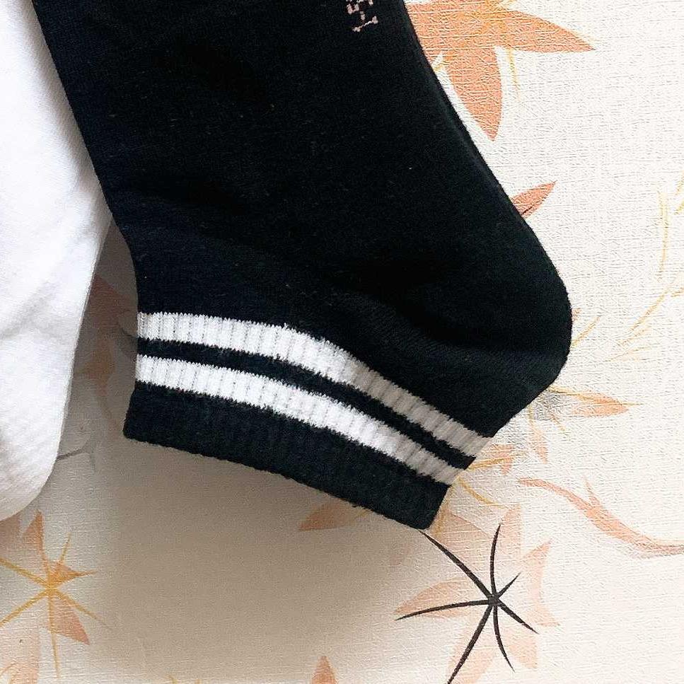 Tất Vớ Cổ Ngắn 2 Sọc Tất Vớ cổ cao In hình Sọc Hàn Nhật Vớ Cao cổ Nam nữ Cute Cotton Thu Đông Phong Cách Ulzzang