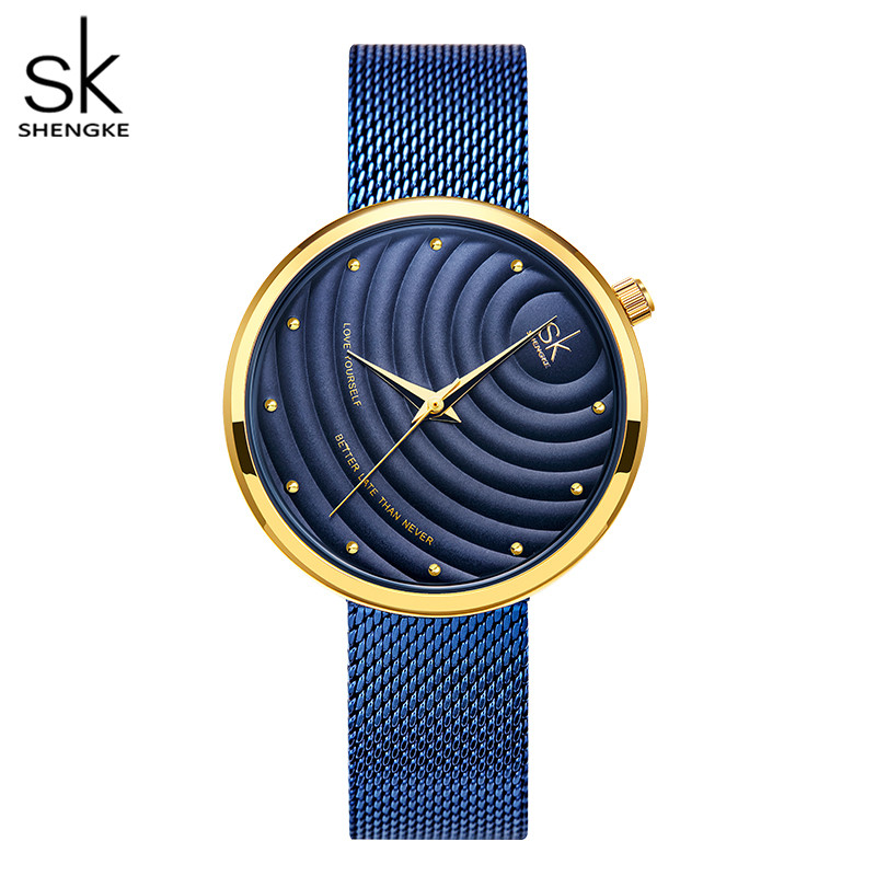 Đồng hồ nữ Chính Hãng Shengke Korea K0138L-02-SS-BL (dây thép vỏ xanh) 