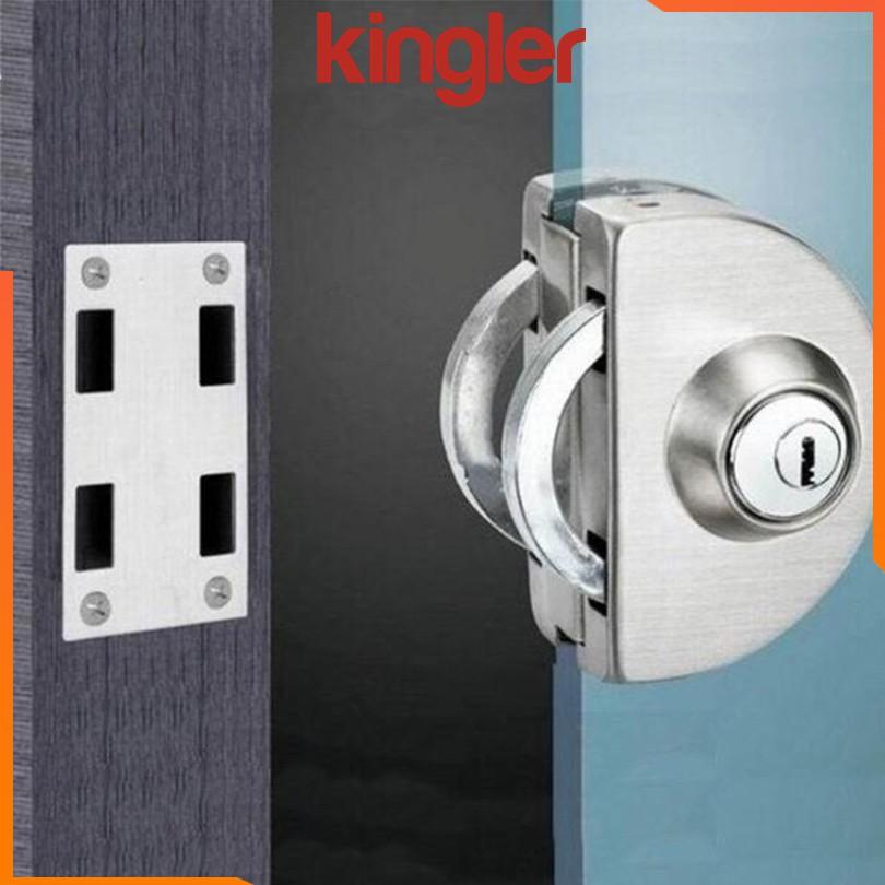 Khóa Bán Nguyệt Inox Cho Cửa Kính Cường Lực, Khóa Cửa Kính Lùa, Lắp Đặt Không Phải Khoan. Kingler 3205- 3206