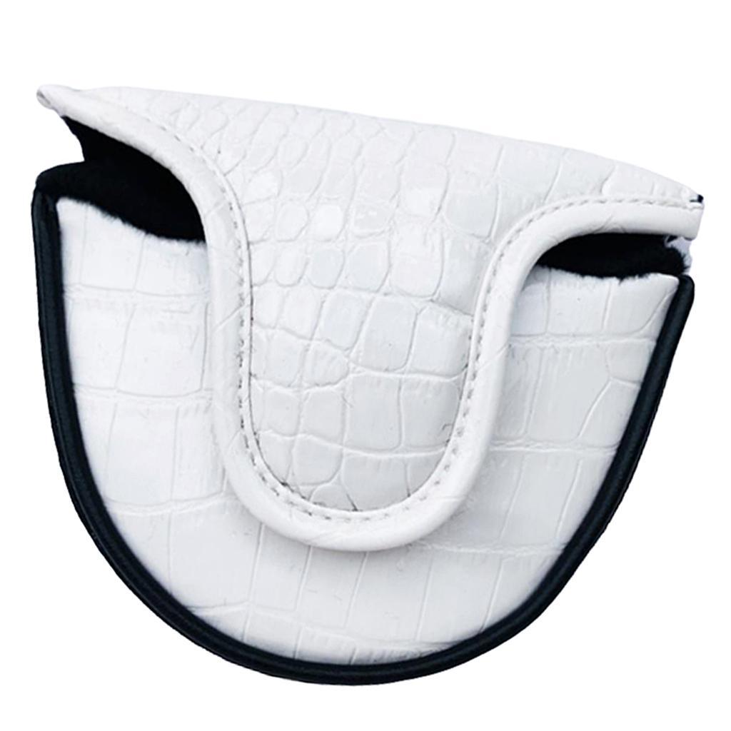 Waterproof PU Golf Mallet Head Cover Club Center Putter Headcover White