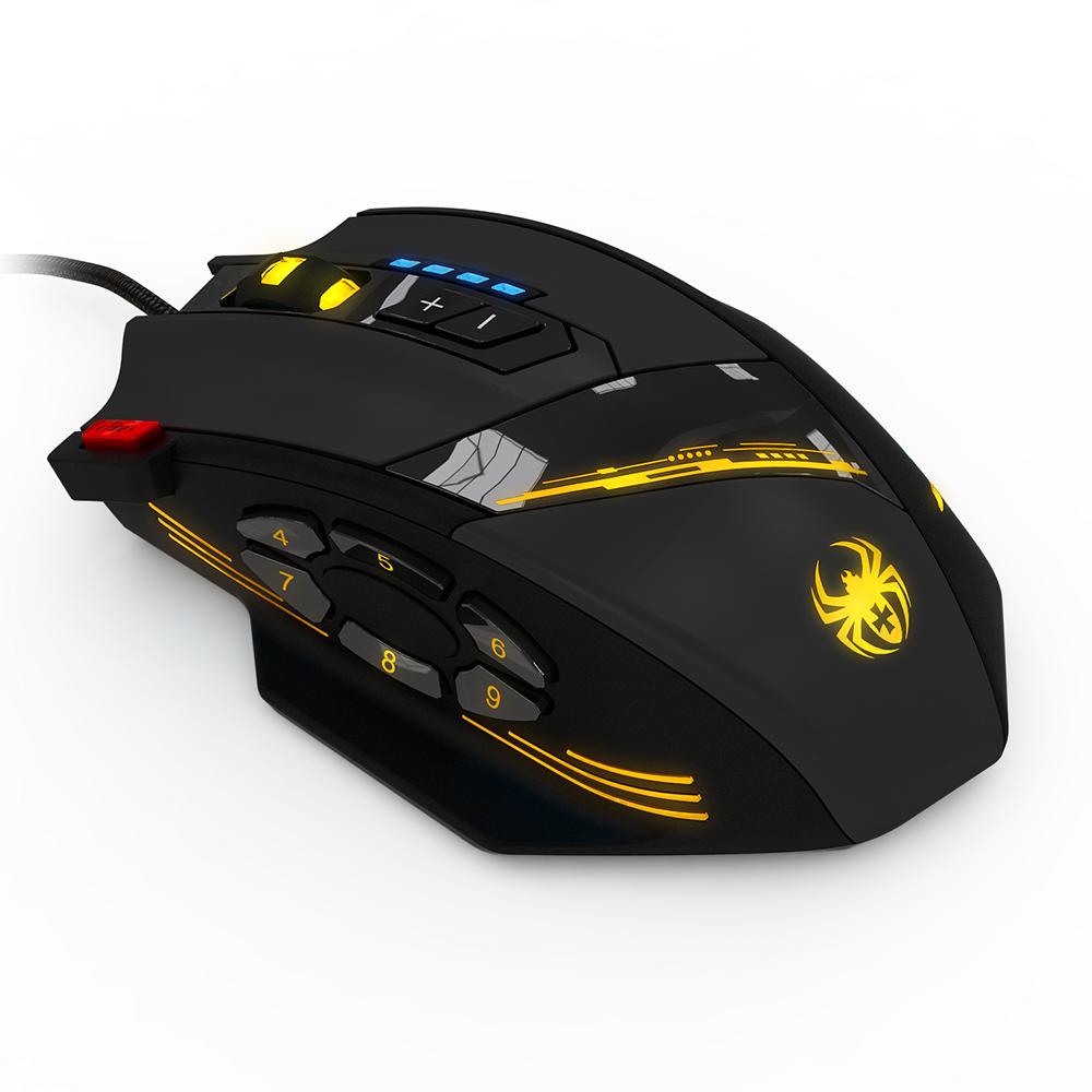 ZELOTES C-12 Có Dây USB Quang Chơi Game 12 Nút Có Thể Lập Trình Máy Tính Game Chuột 4 Mức Điều Chỉnh DPI 7 Bóng Đèn LED chuột
