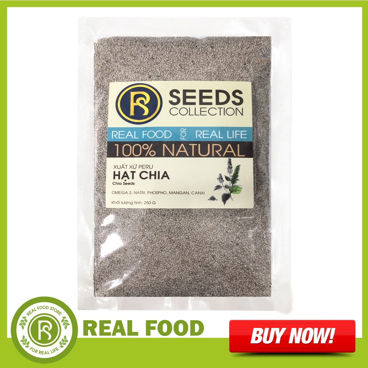 Túi Chia Trắng REAL FOOD STORE (250G)