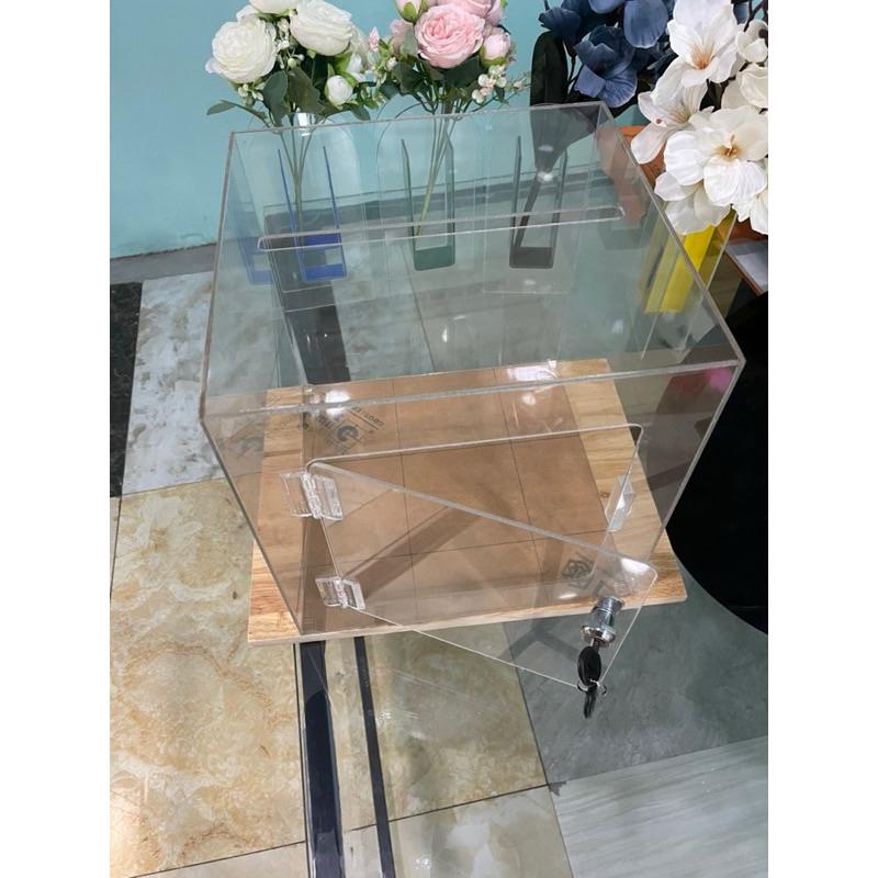 Acrylic Thùng phiếu, hòm thư, thùng bốc thăm, tặng kèm ổ khoá, nhiều kích thước , Acrylic . - Vàng